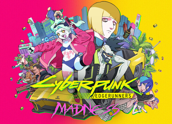 Key visual with main characters on a background of yellow and pink