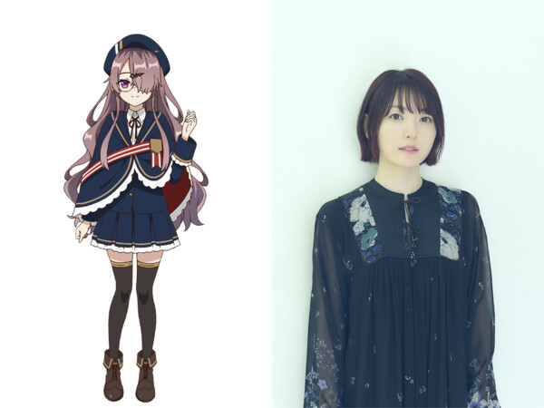 Character design for Felicia Fosse and voice actor headshot for Kana Hanazawa