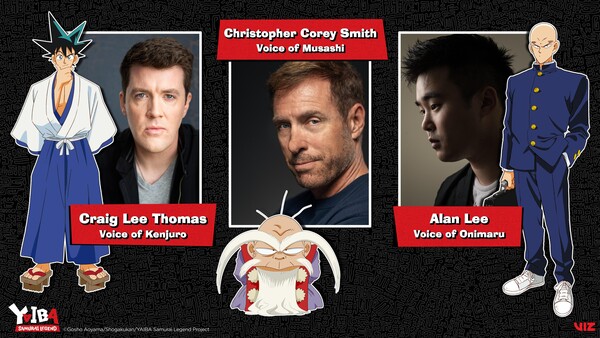 Announcement image of Craig Lee Thomas, Christopher Corey Smith, and Alan Lee for Yaiba English dub