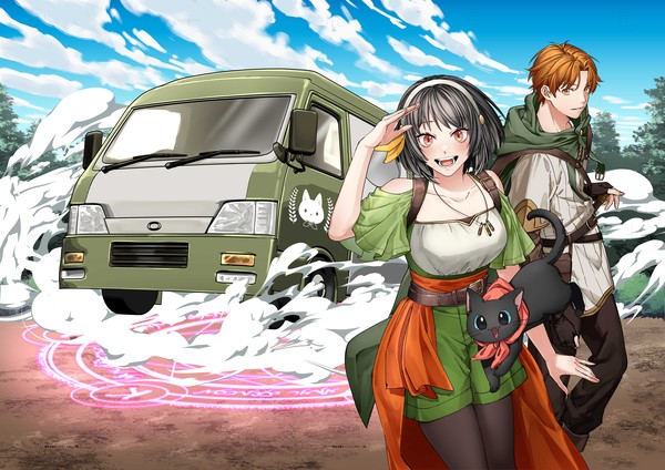 Manga illustration for Akuyaku Reijō wa Camping Car de Tabi ni Deru: Aibyō to Mankitsusuru Self Kokugai Tsuihō